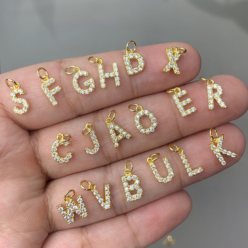 Bohemian 18K Gold Plated Alphabet Necklace with Zircon Charms