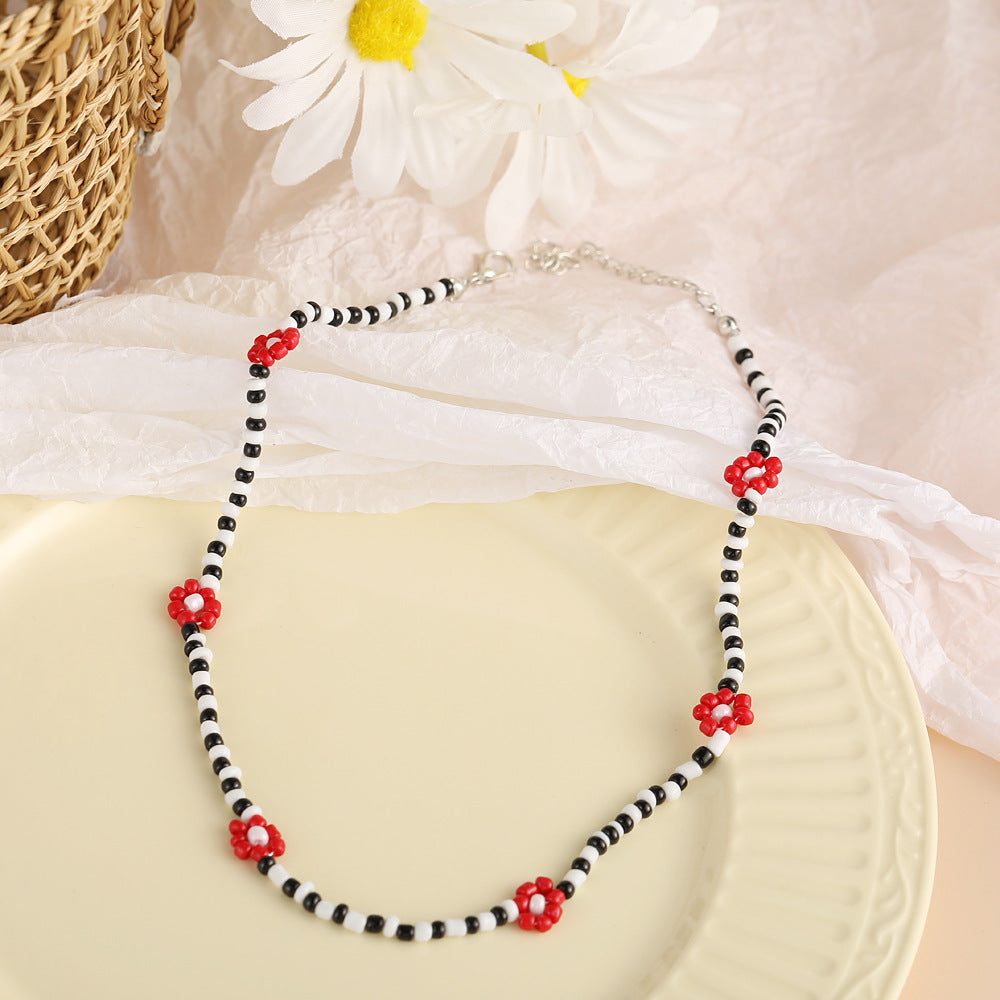 Bohemian Daisy Flower Miyuki Beaded Choker Necklace