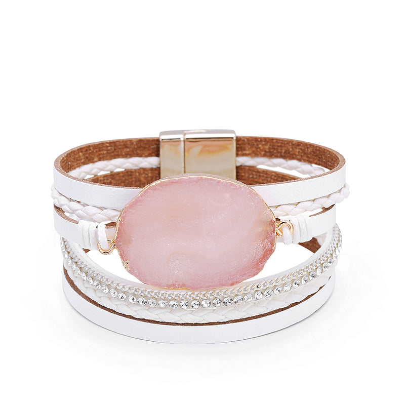 Bohemian Multi-layer Crystal Stone Leather Bracelet