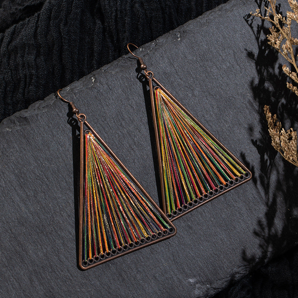 Bohemian Geometric Wire Wrapped Dangle Earrings