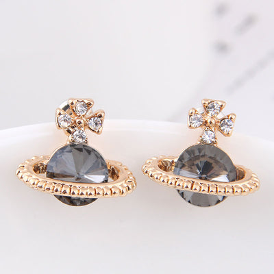 Boutique Korean Fashion Green Saturn Stud Earrings