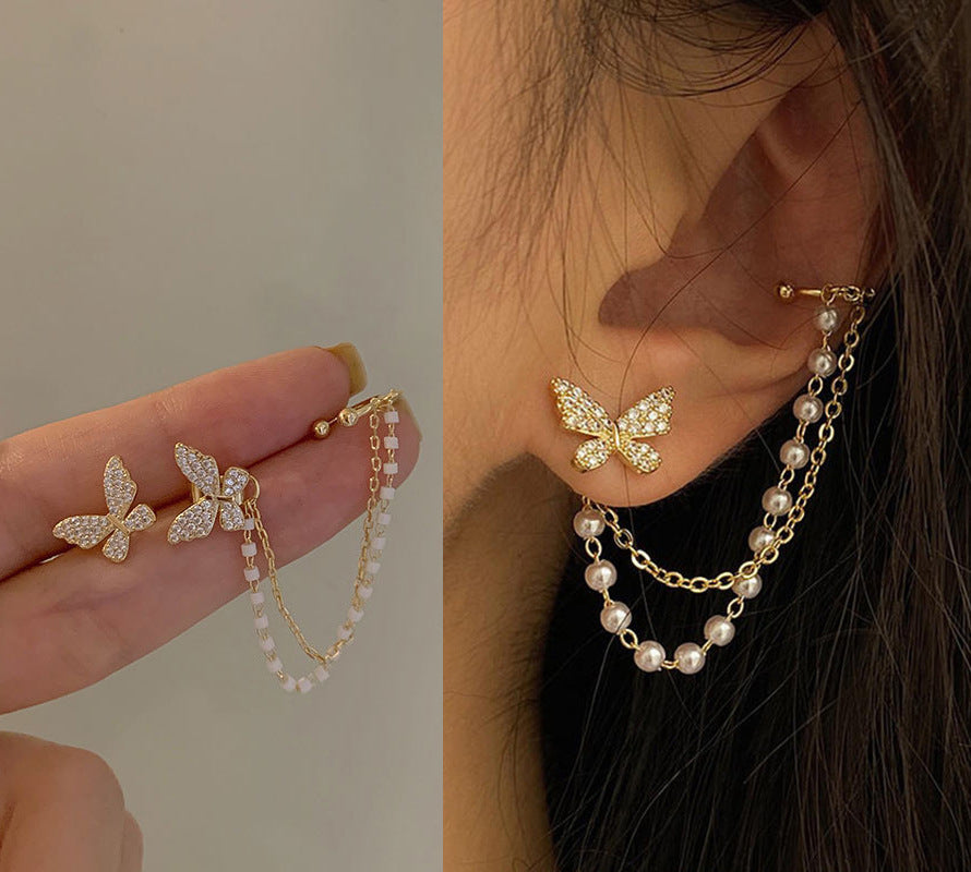 Butterfly Tassel Alloy Earrings for Women - Korean Style 2021 Edition