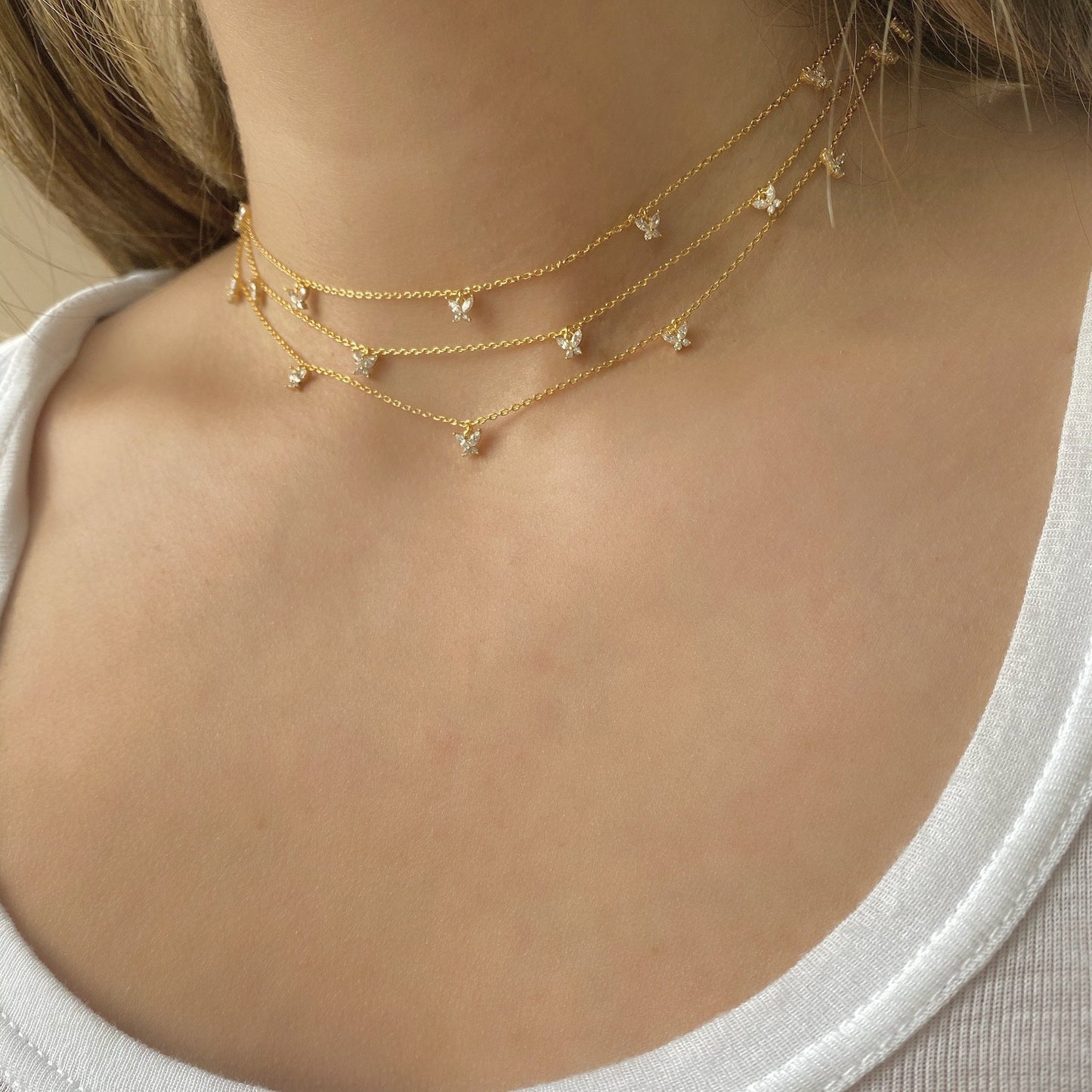 18K Gold Plated Butterfly Clavicle Chain Necklace