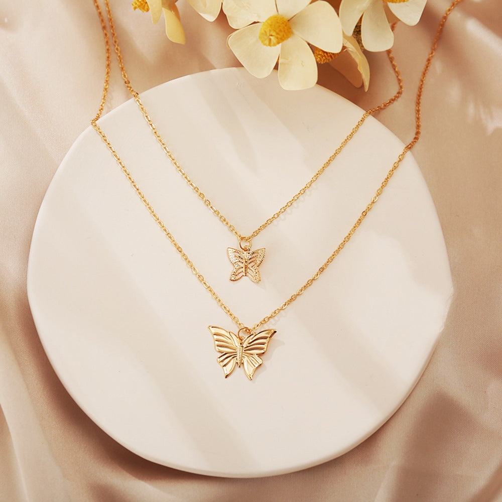 Butterfly Star Pendant Retro Alloy Multilayer Clavicle Chain Necklace