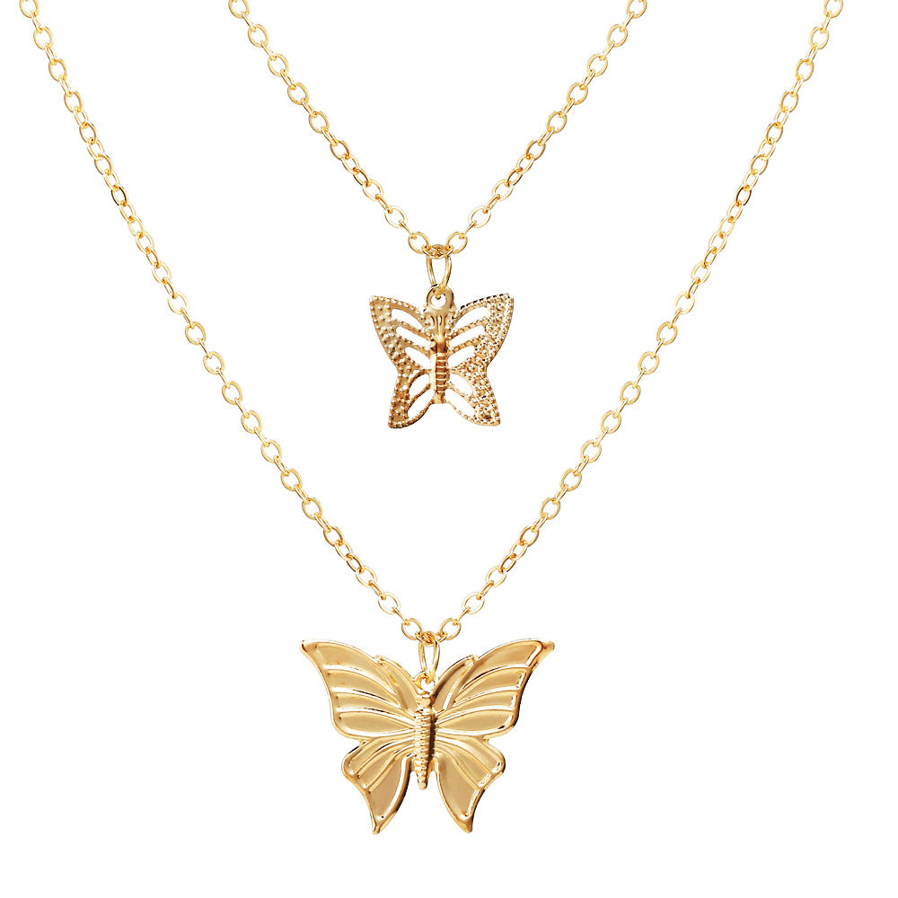 Butterfly Star Pendant Retro Alloy Multilayer Clavicle Chain Necklace