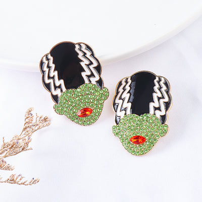 Cartoon Character Alloy Rhinestone Drop Earrings for Women