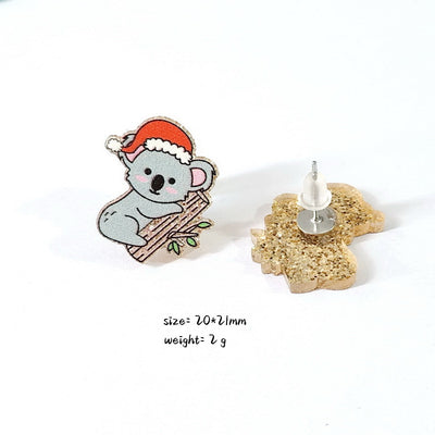 Cartoon Animal Acrylic Christmas Theme Women's Stud Earrings