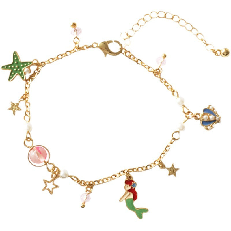 Cartoon Character Alloy Plated Pearl Bracelet - Fairy Tale Inspired Jewelry for Girls