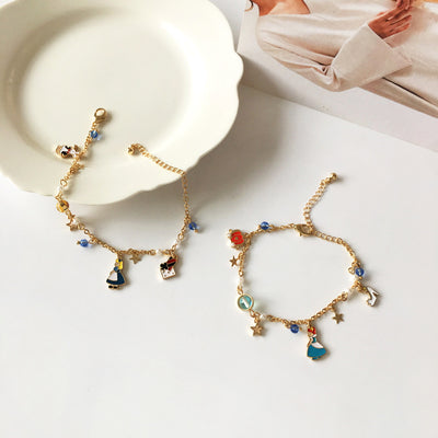 Cartoon Character Alloy Plated Pearl Bracelet - Fairy Tale Inspired Jewelry for Girls