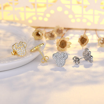 Cartoon Character Copper Zircon Mickey Mouse Stud Earrings