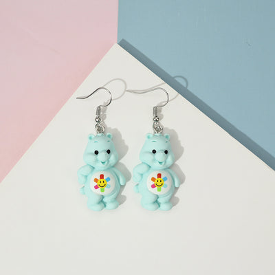 Cartoon Bear Fruit Resin Drop Earrings for Women