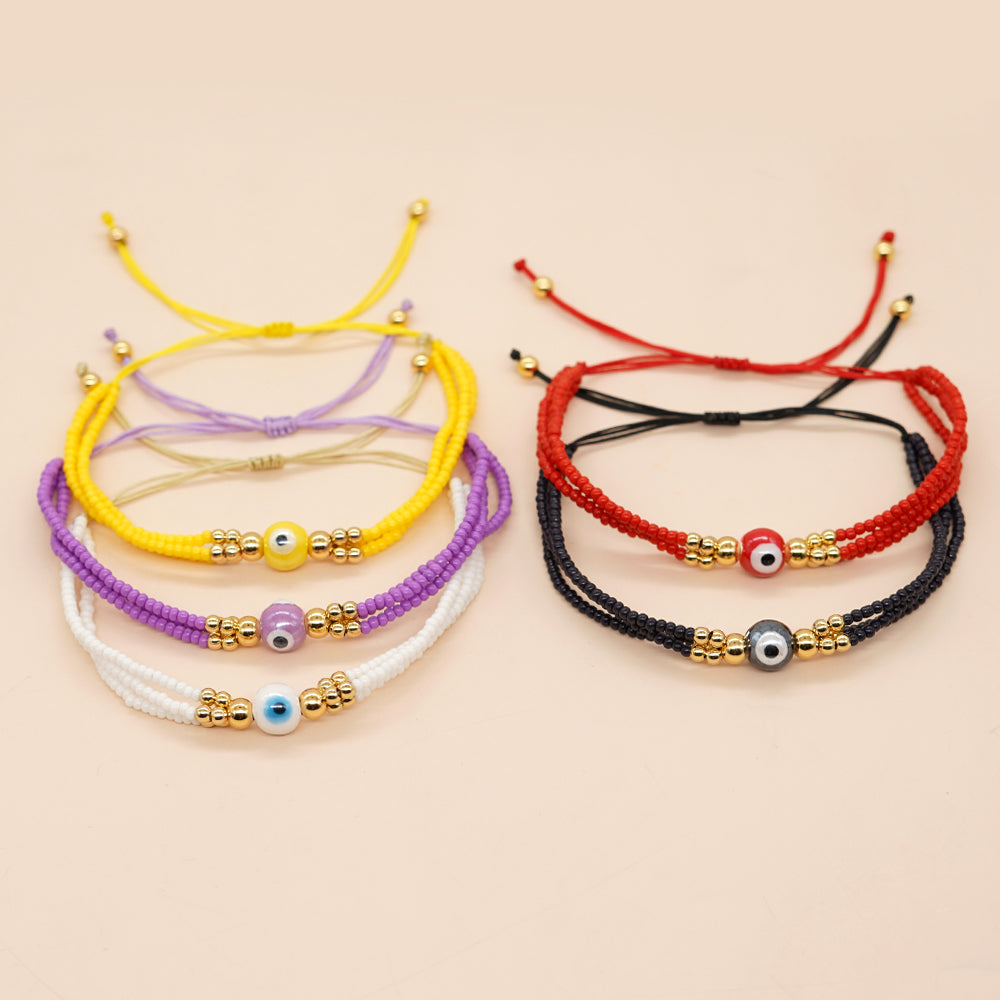 Bohemian Multicolor Beaded Eye Glass Women's Bracelet Set