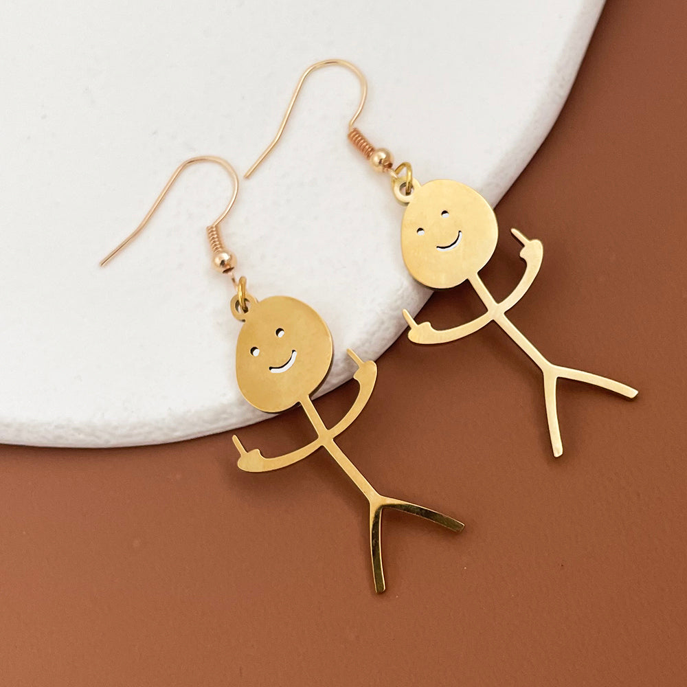Casual Gingerbread Funny Doodle Stainless Steel Earrings