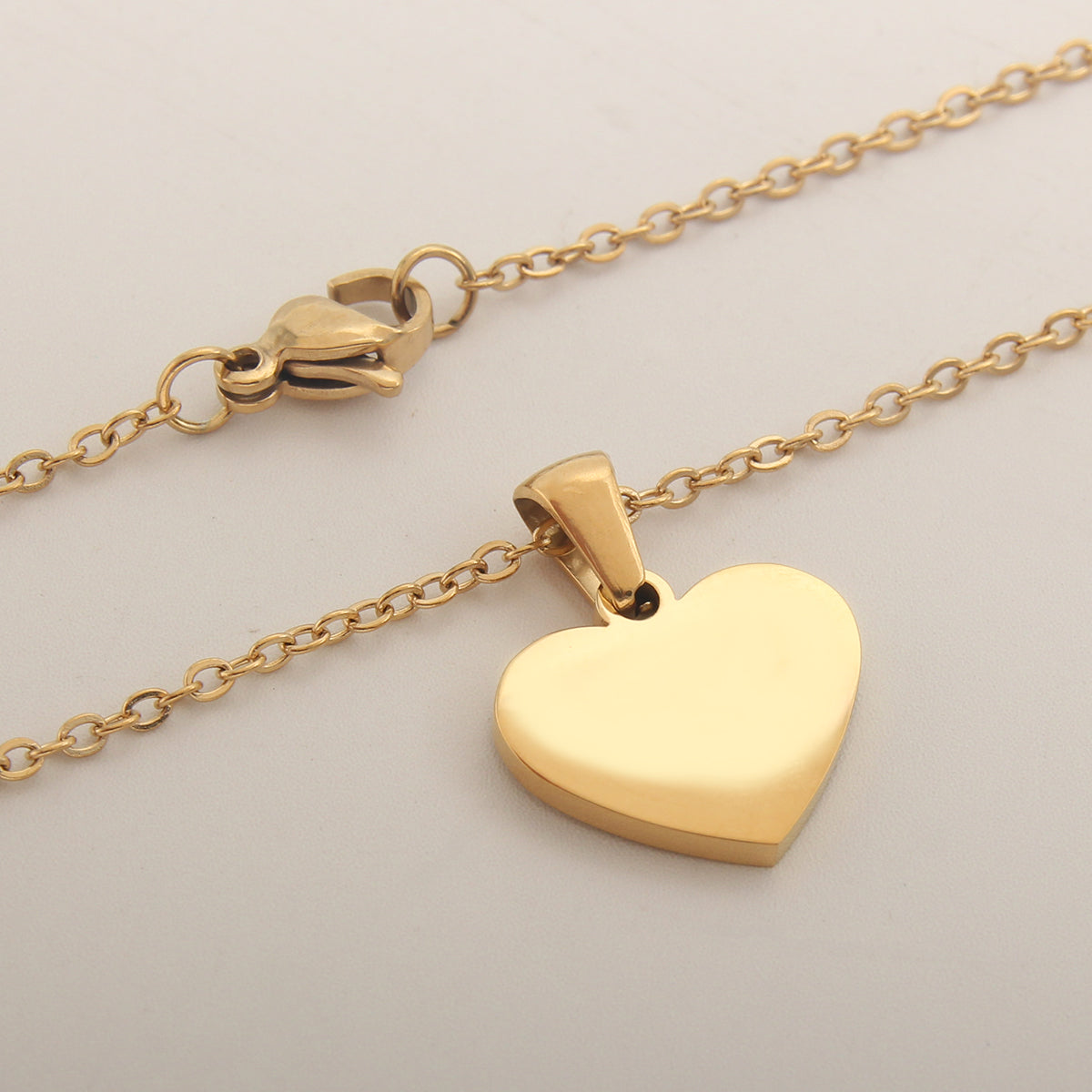Elegant Heart Shell Initial Pendant Necklace - Gold Plated Stainless Steel