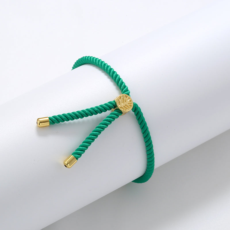 18K Gold Plated Tree of Life Adjustable Rope Bracelet