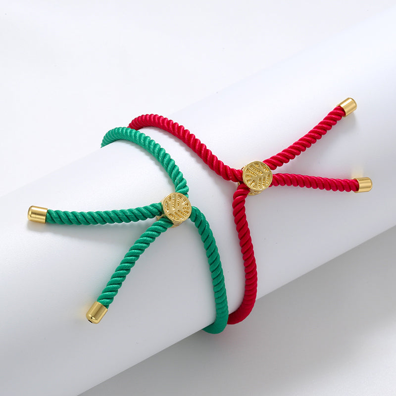 18K Gold Plated Tree of Life Adjustable Rope Bracelet