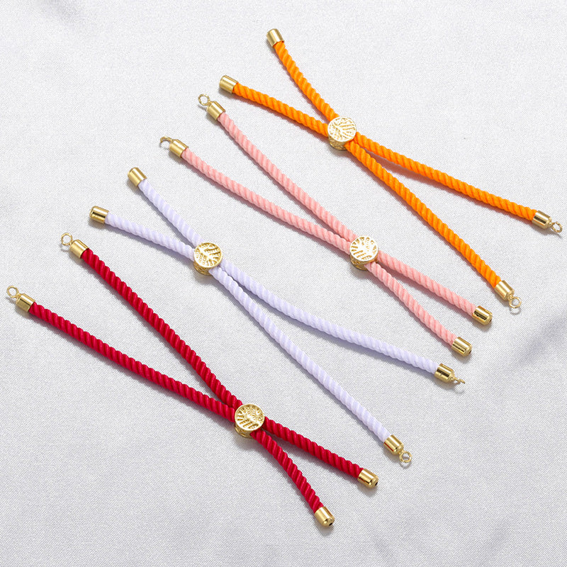 18K Gold Plated Tree of Life Adjustable Rope Bracelet