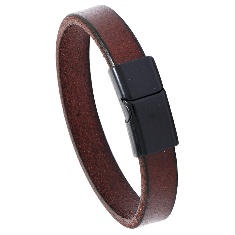 Casual Multicolor Alloy Magnetic Clasp Glossy Cowhide Punk Bracelet