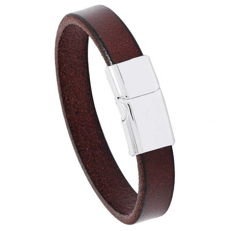Casual Multicolor Alloy Magnetic Clasp Glossy Cowhide Punk Bracelet