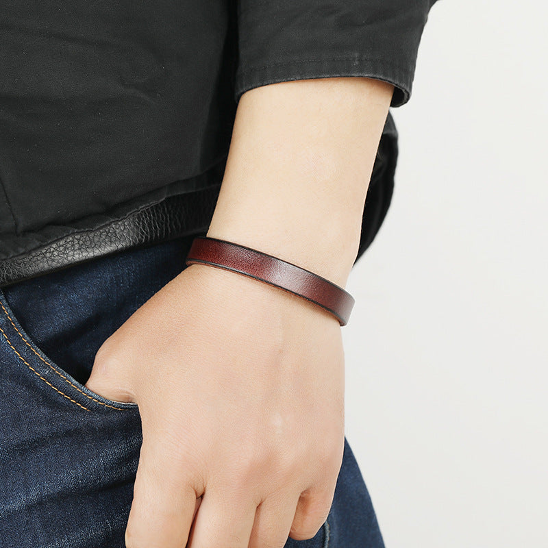 Casual Multicolor Alloy Magnetic Clasp Glossy Cowhide Punk Bracelet