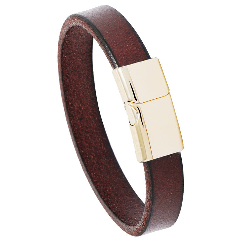 Casual Multicolor Alloy Magnetic Clasp Glossy Cowhide Punk Bracelet