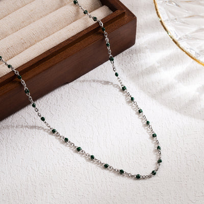 Casual Vacation Colorful Enamel 18K Gold Plated Stainless Steel Necklace