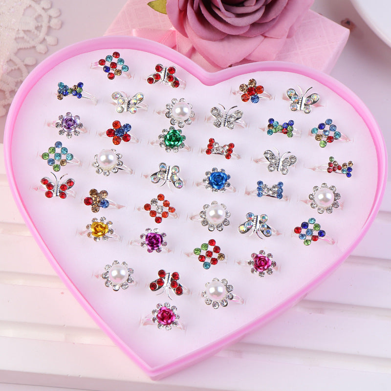 Children's Adjustable Flashing Diamond Ring Set - 36 Pieces