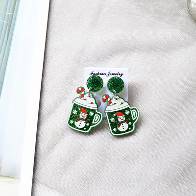 Christmas Snowman Acrylic Drop Earrings for Women