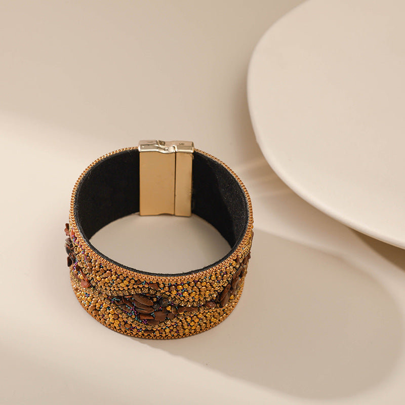 Bohemian Handmade Gravel Beads Ethnic Magnetic Buckle Bracelet - Christmas Jewelry Gifts