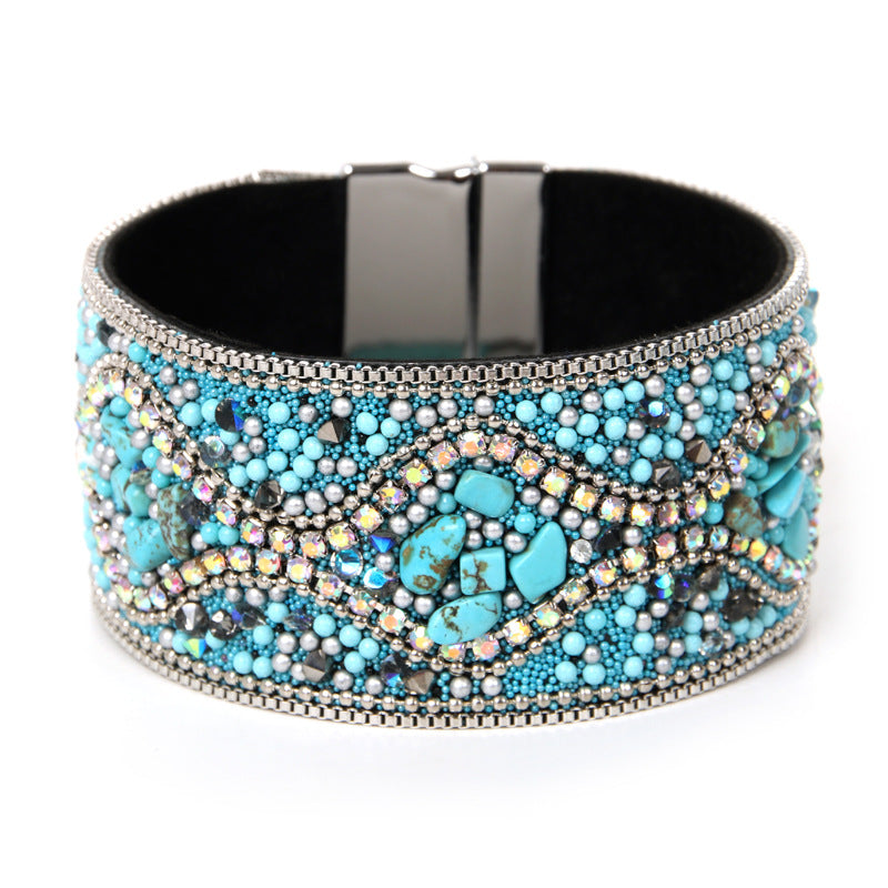 Bohemian Handmade Gravel Beads Ethnic Magnetic Buckle Bracelet - Christmas Jewelry Gifts