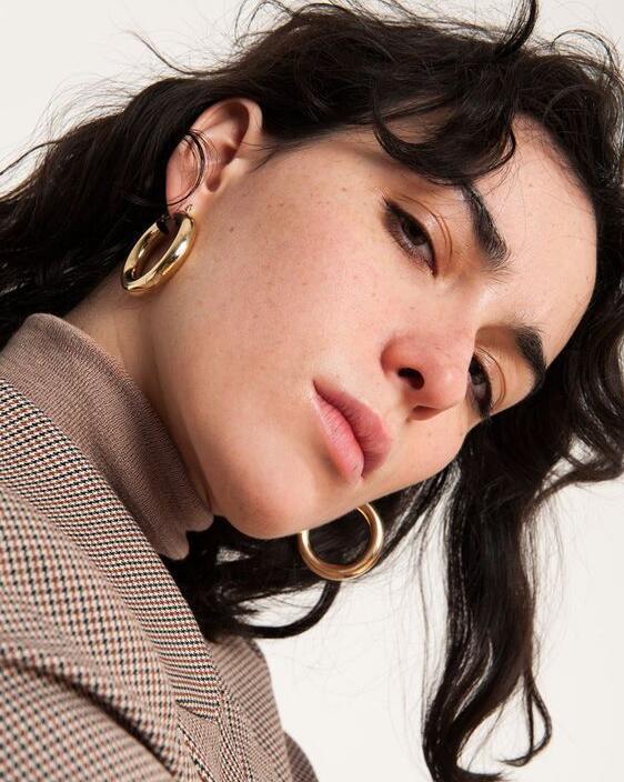 Circle Glossy Diamond Floral Leaf Earrings