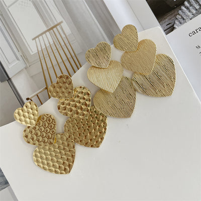 Classic Hexagon Heart Metal Plated Women's Drop Earrings