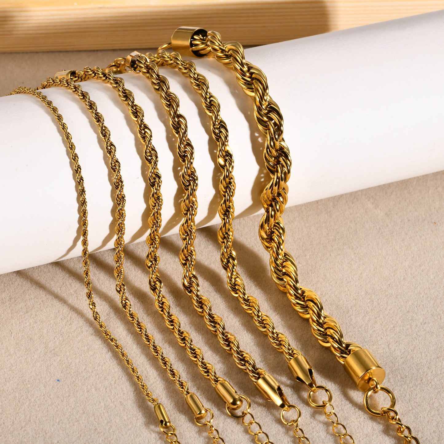 Classic Twisted Stainless Steel 18K Gold Plated Bracelet