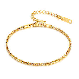 Classic Twisted Stainless Steel 18K Gold Plated Bracelet