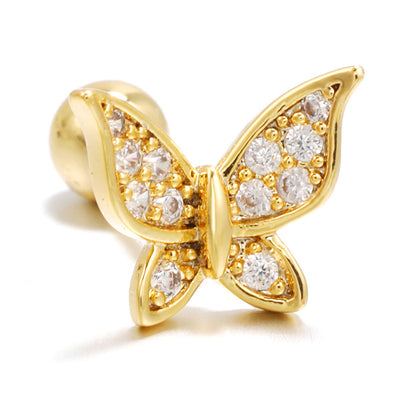 Elegant Butterfly Gold Plated Non-fading Screw Back Earrings