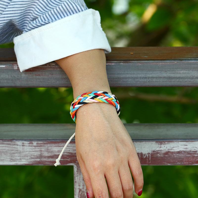 Colorful Wax Line Ethnic Hand-woven Bracelet for Couples