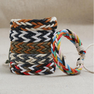 Colorful Wax Line Ethnic Hand-woven Bracelet for Couples