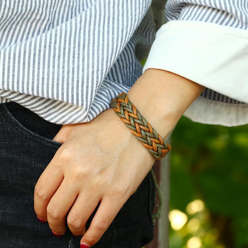 Colorful Wax Line Ethnic Hand-woven Bracelet for Couples