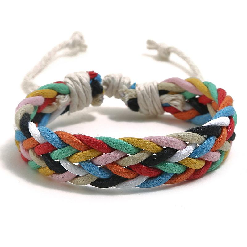 Colorful Wax Line Ethnic Hand-woven Bracelet for Couples