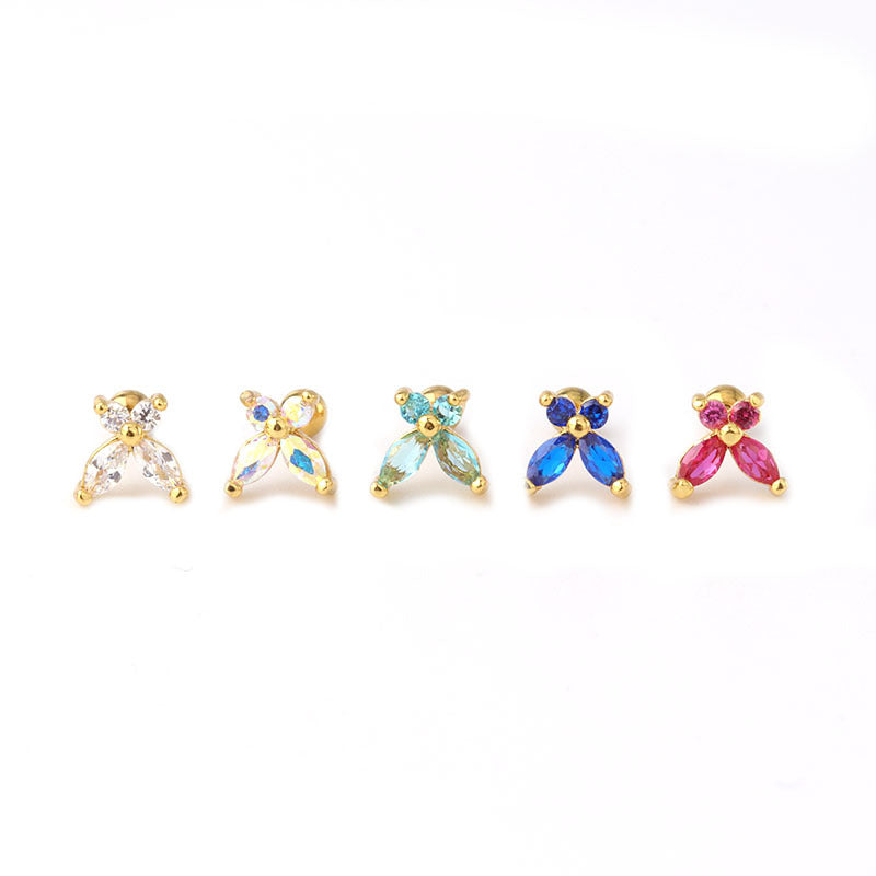 Colorful Butterfly Zircon Insect Stud Earrings