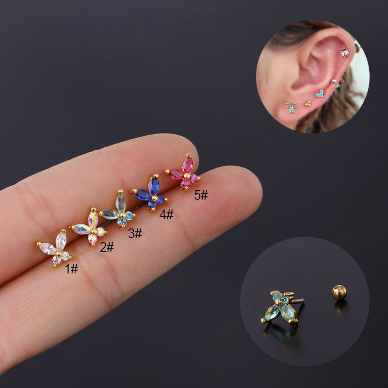 Colorful Butterfly Zircon Insect Stud Earrings