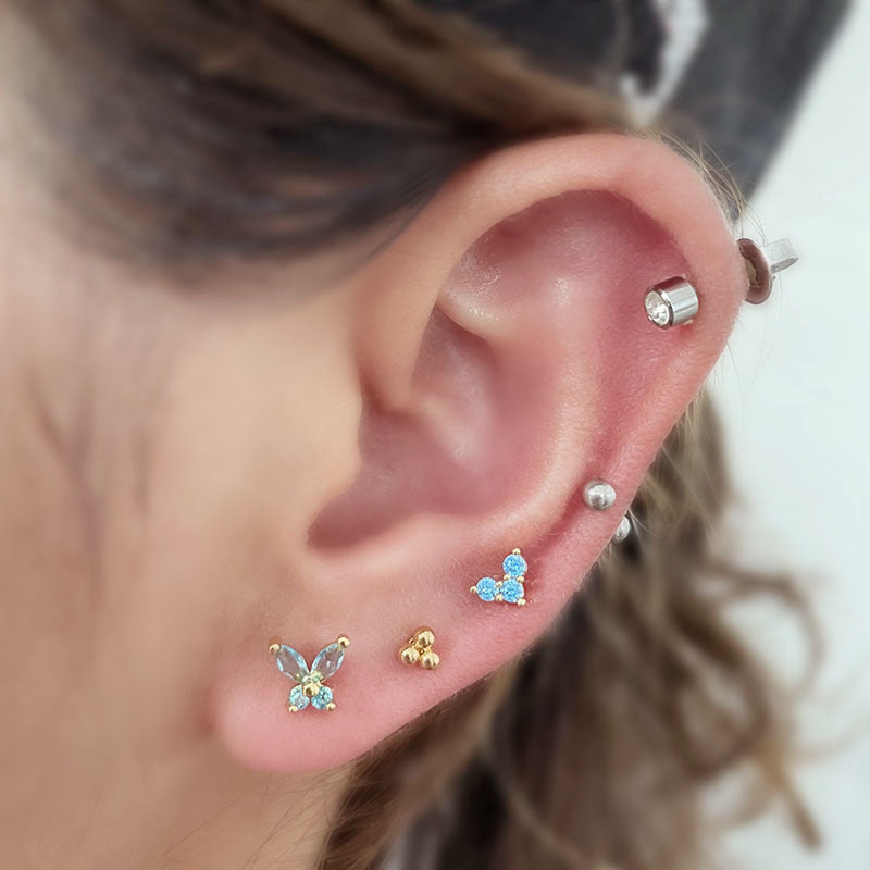 Colorful Butterfly Zircon Insect Stud Earrings