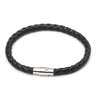 Geometric Stainless Steel Magnetic Leather Braided Unisex Bracelet