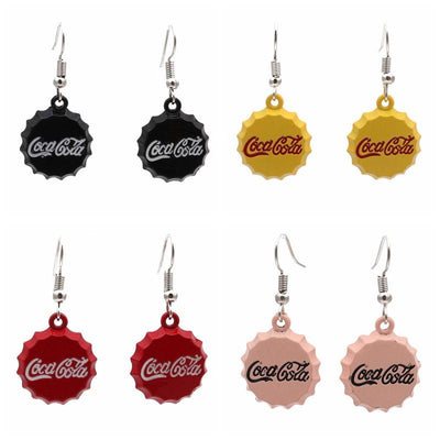 Couples Agate Bottle Cap Earrings for Men and Women