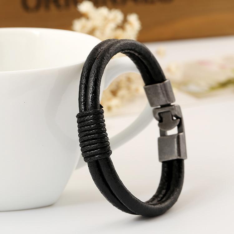Men's Handmade Cowhide Leather Woven Bracelet