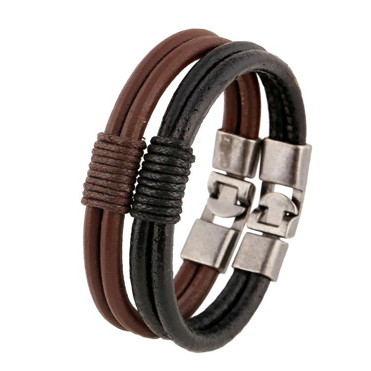 Men's Handmade Cowhide Leather Woven Bracelet
