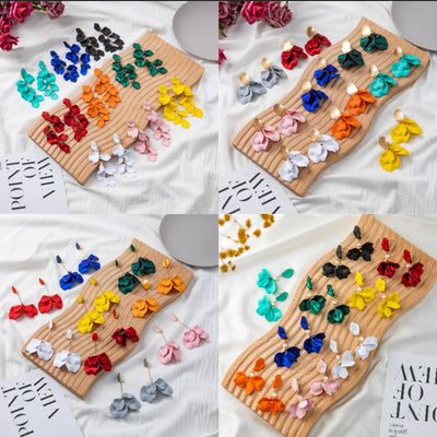 Creative Vintage Red Rose Petal Leaf Earrings for Women