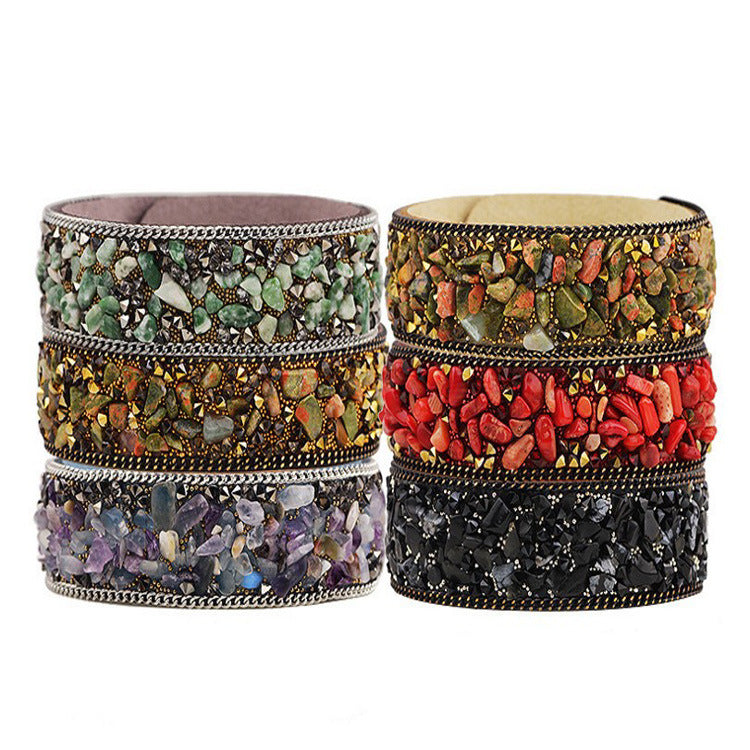 Creative Irregular Gemstone Flannel Bracelet