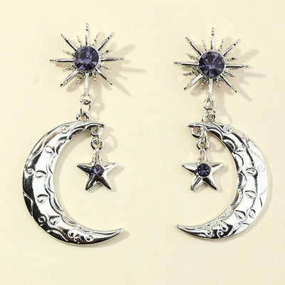 Creative Crystal Star and Moon Earrings for Women