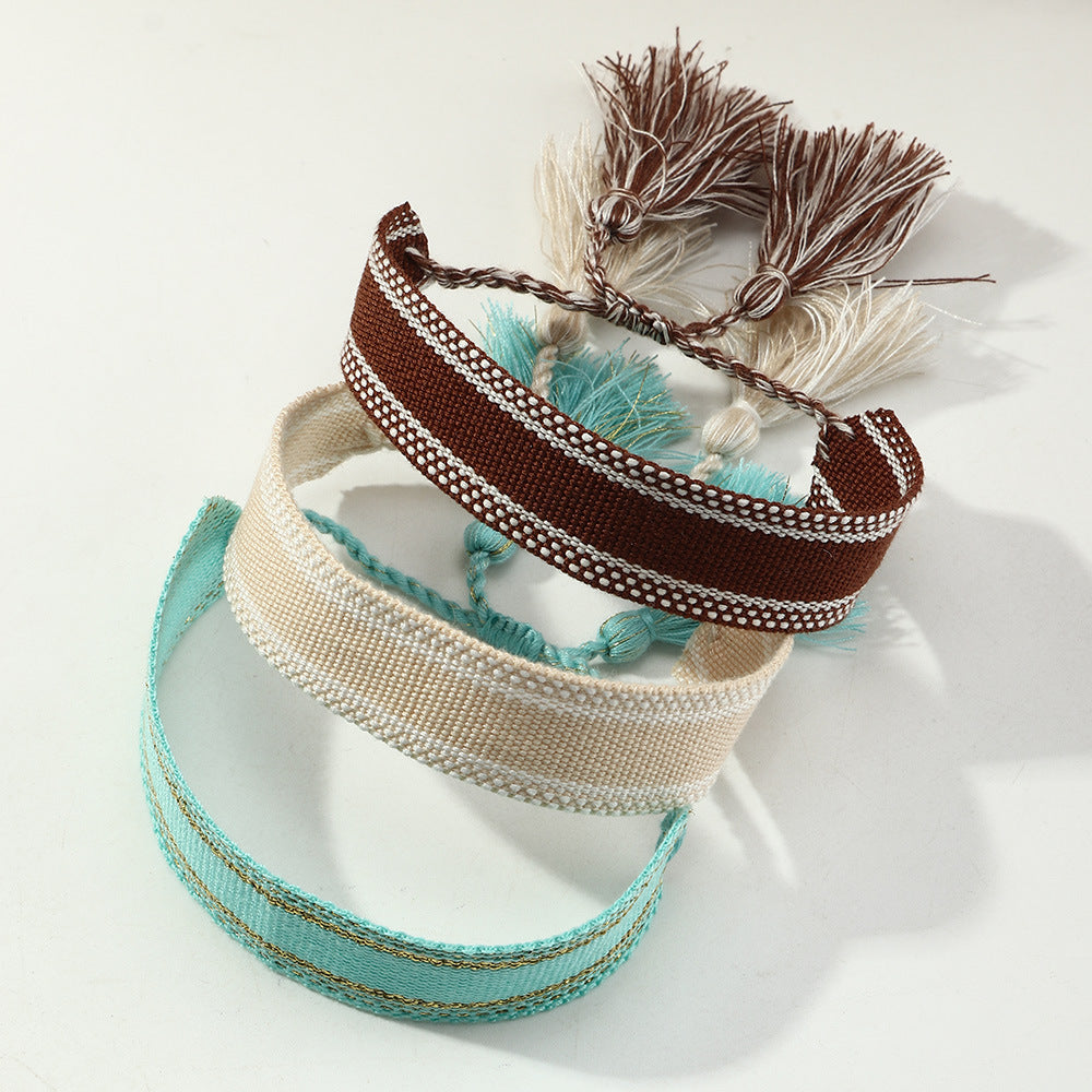Creative Bohemian Letter Braided Tassel Bracelet